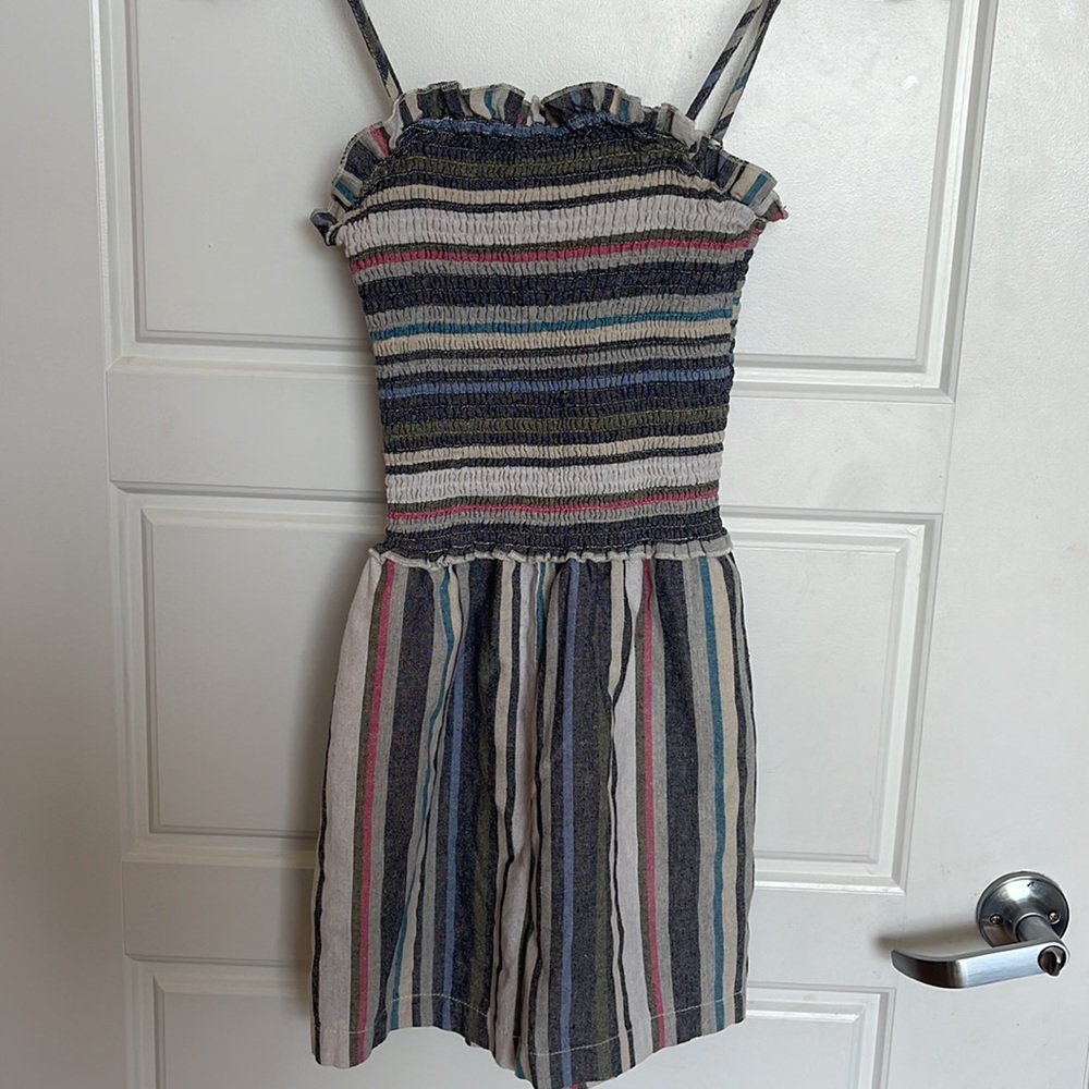 Ci Sono Striped Linen Romper Size M